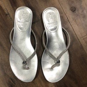 Vince Camuto Silver Flip Flops, 6.5M
